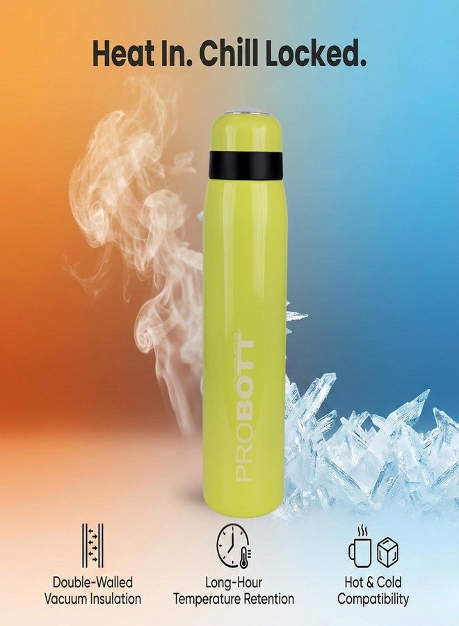 Probott Drops 500 ml Screw Cap Wide Sipping Mount Flask 500ml, Yellow | Stainless Steel Hot & Cold Water Bottle | Double Walled Vacuum Flask | Perfect for Office, Gym, Traveler | Leakproof - Image 3